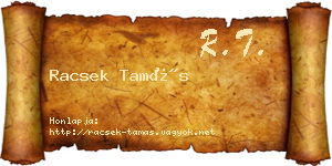 Racsek Tamás névjegykártya